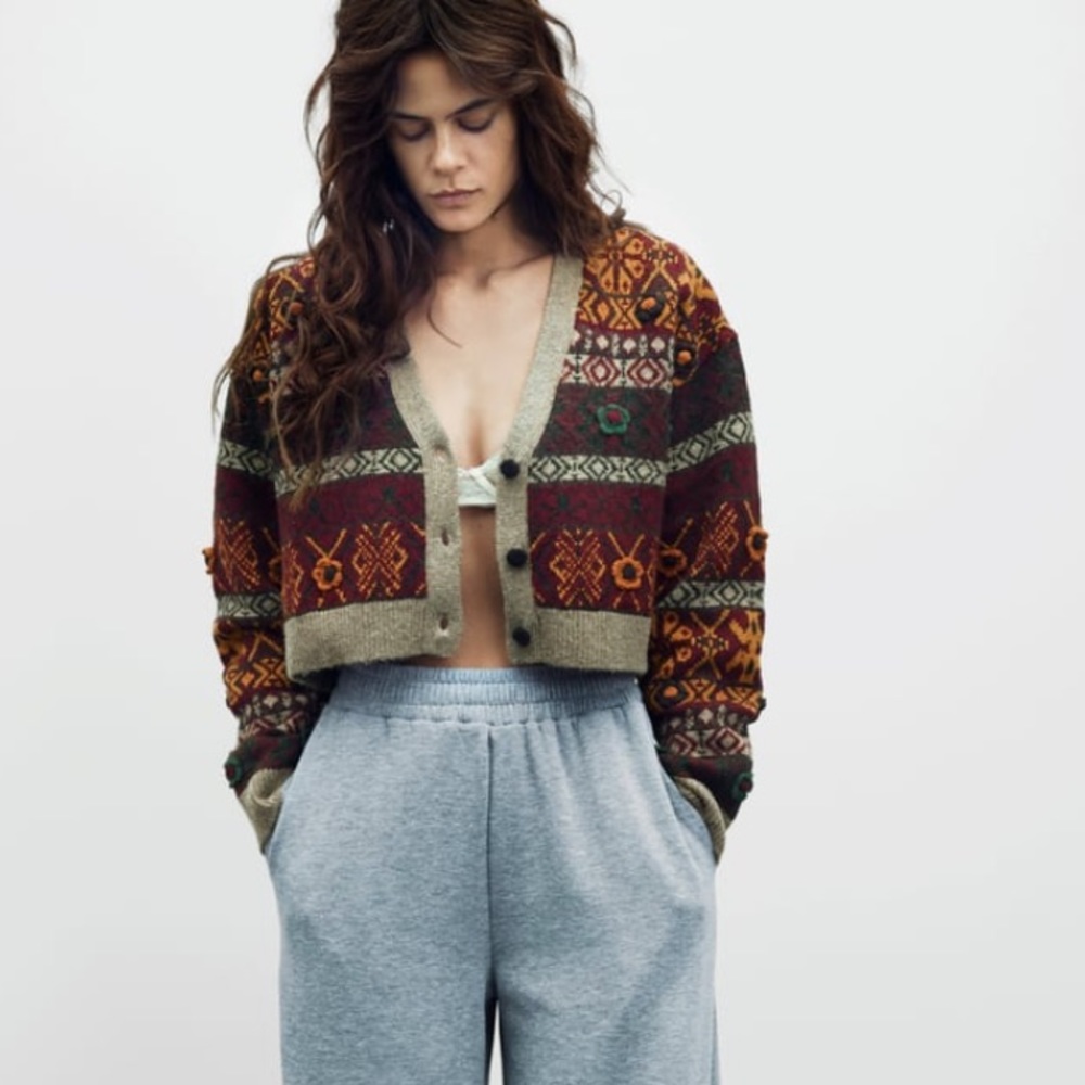 Zara Knit Jacquard Jacket